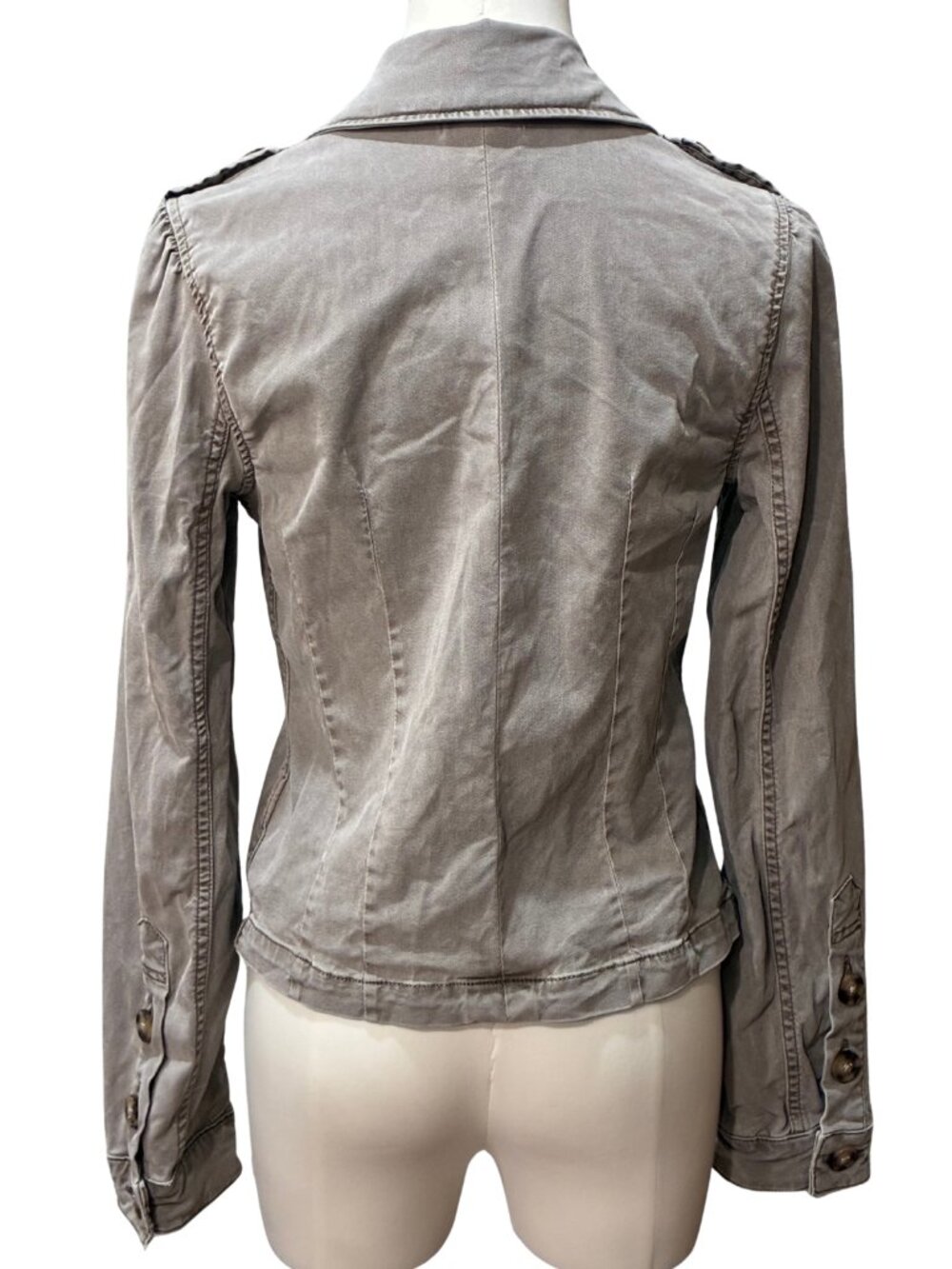 PAIGE Pacey Utility Military Jacket Vintage Moss Taupe Khaki Casual XSmall - Picture 4 of 7